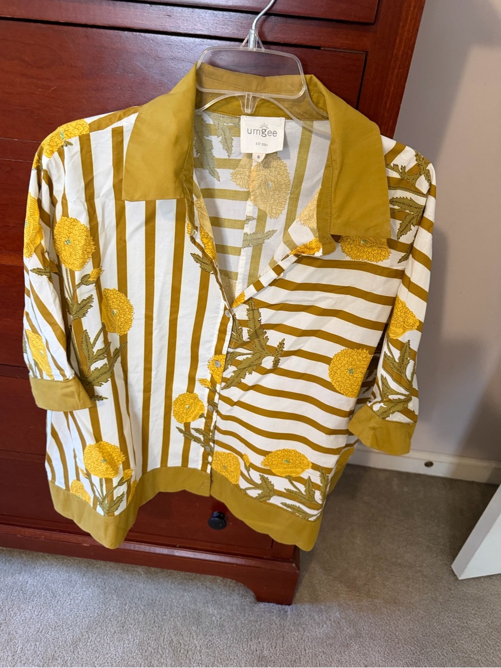 Umgee Yellow Floral Stripe Button-Front Jacket